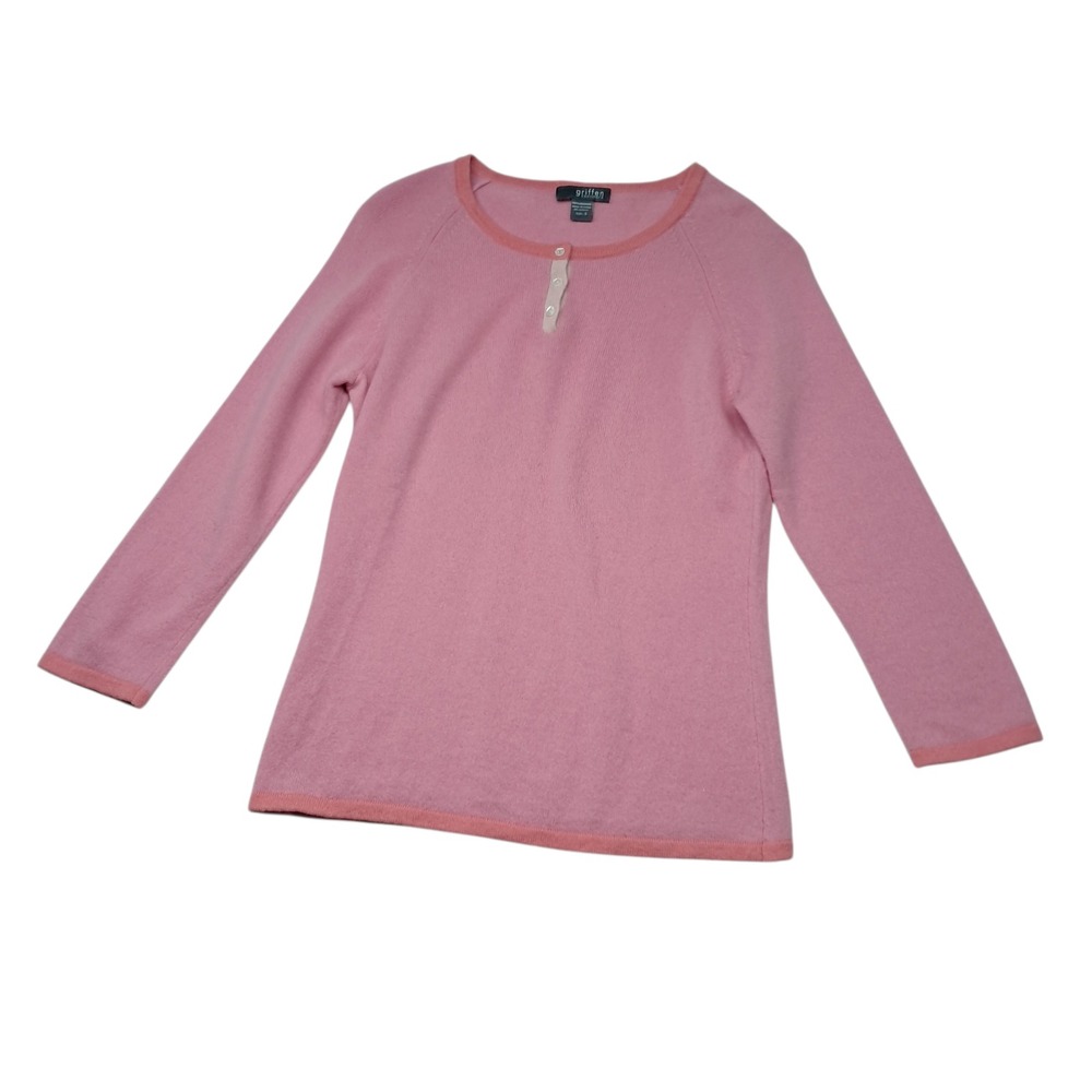 Griffen 100% Cashmere Sweater Womens Small Pink Preppy Quiet Luxury Feminine